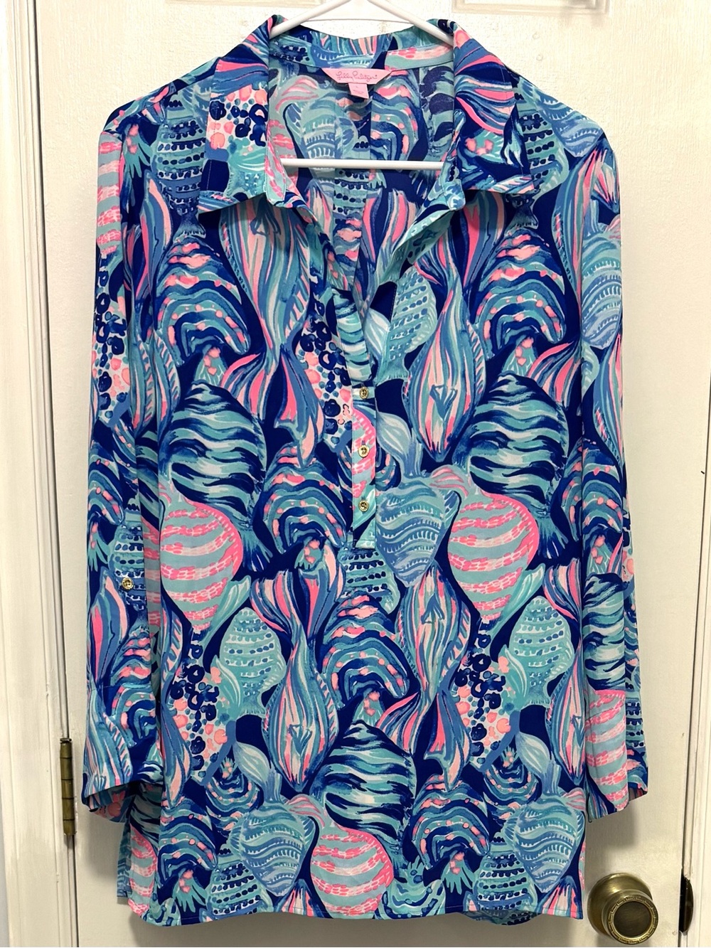 Lilly Pulitzer Everglades Twilight Blue Popover Tunic L